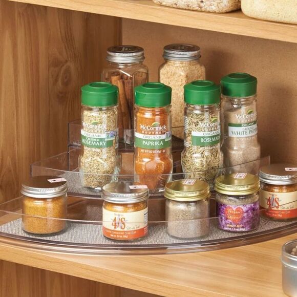 Twillo 3-Tier Stadium Corner Spice Rack in Metallico/Clear - Picture 3 of 15